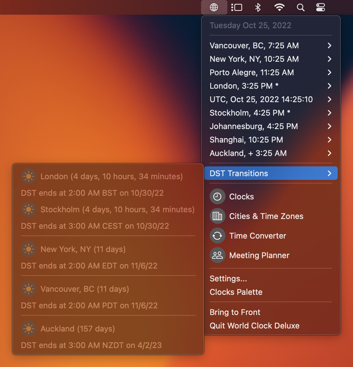 Daylight-Saving Time Transitions in the Menu Bar